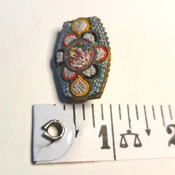 Millefiori Vintage Micro Mosaic Brooch Made In Italy Mid Century Floral Signed